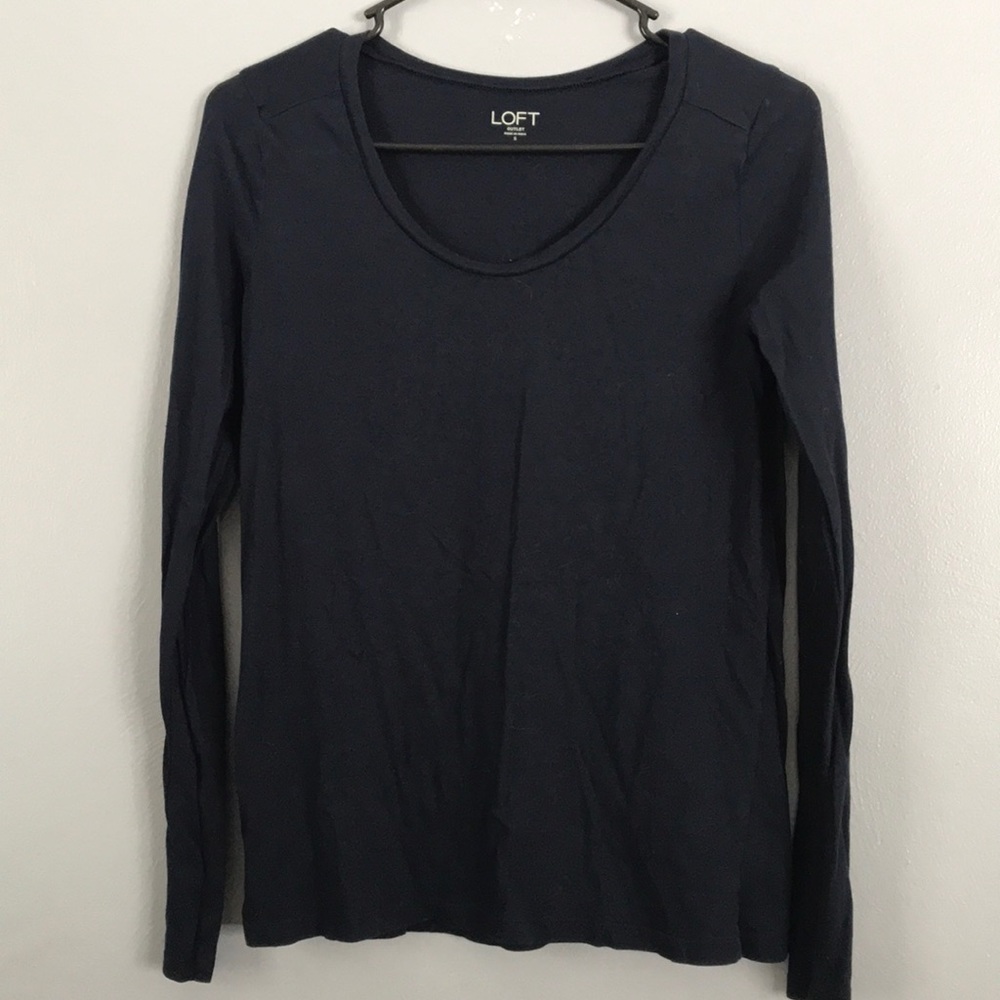 Loft navy blue long sleeve shirt